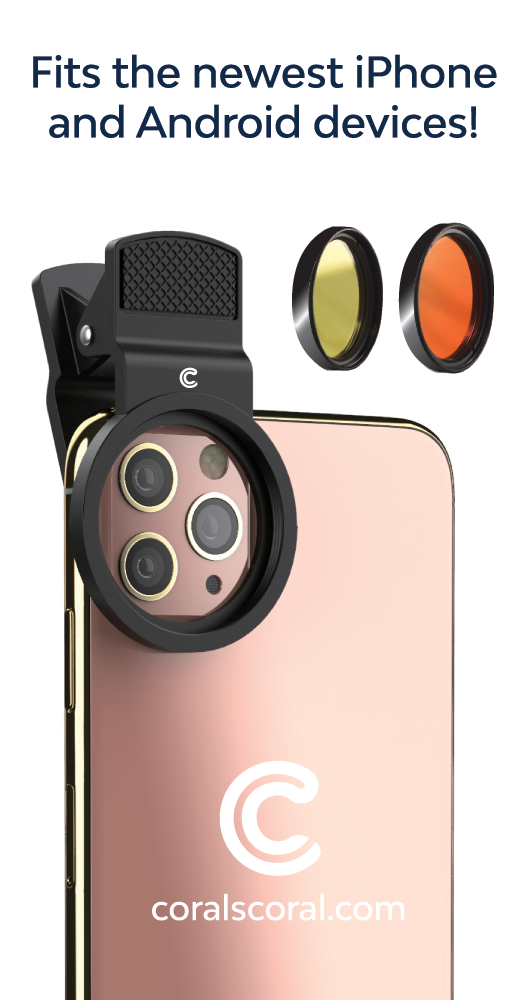 NEW & IMPROVED 11/24/23 Coral's Coral Lens XL 52mm for Cell Phones & DSLR Cameras - SHIPS FREE! Works with the newest iPhone & Android devices