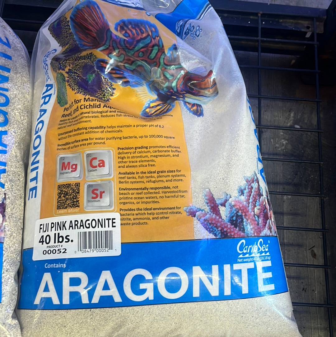 40 LB CaribSea Fiji Pink Argonite Seaflor special grade reef sand Dry Goods